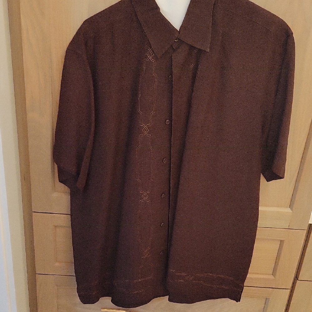 Centro Dark Brown Short Sleeve Shirt